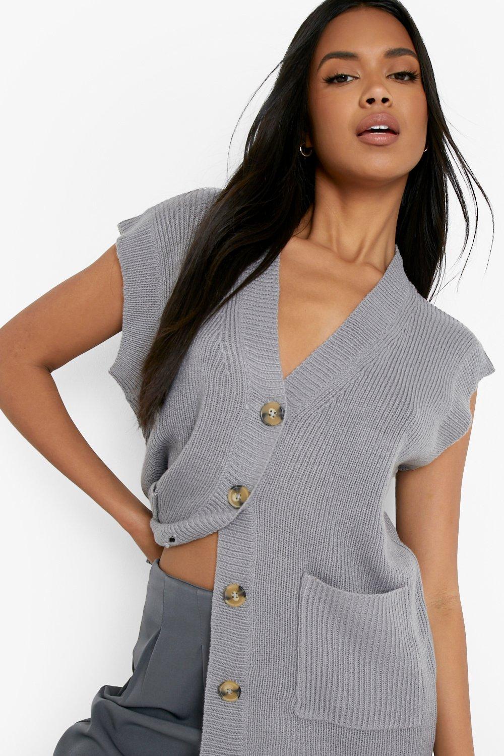 Gray 2024 sleeveless cardigan